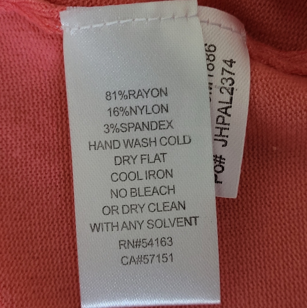 Laura Jeffries Women's 3/4 Sleeves Lightweight Jacket Cardigan Coral Size XL - Picture 10 of 10